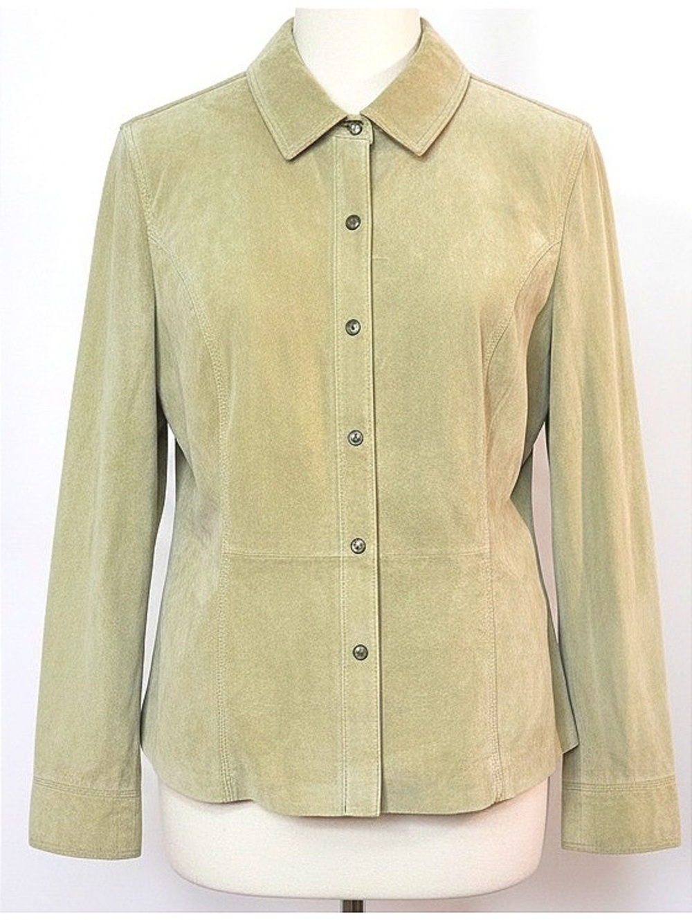 Vintage Y2K Bernardo Suede Leather Jacket 10 Chartreuse Green Machine Washable